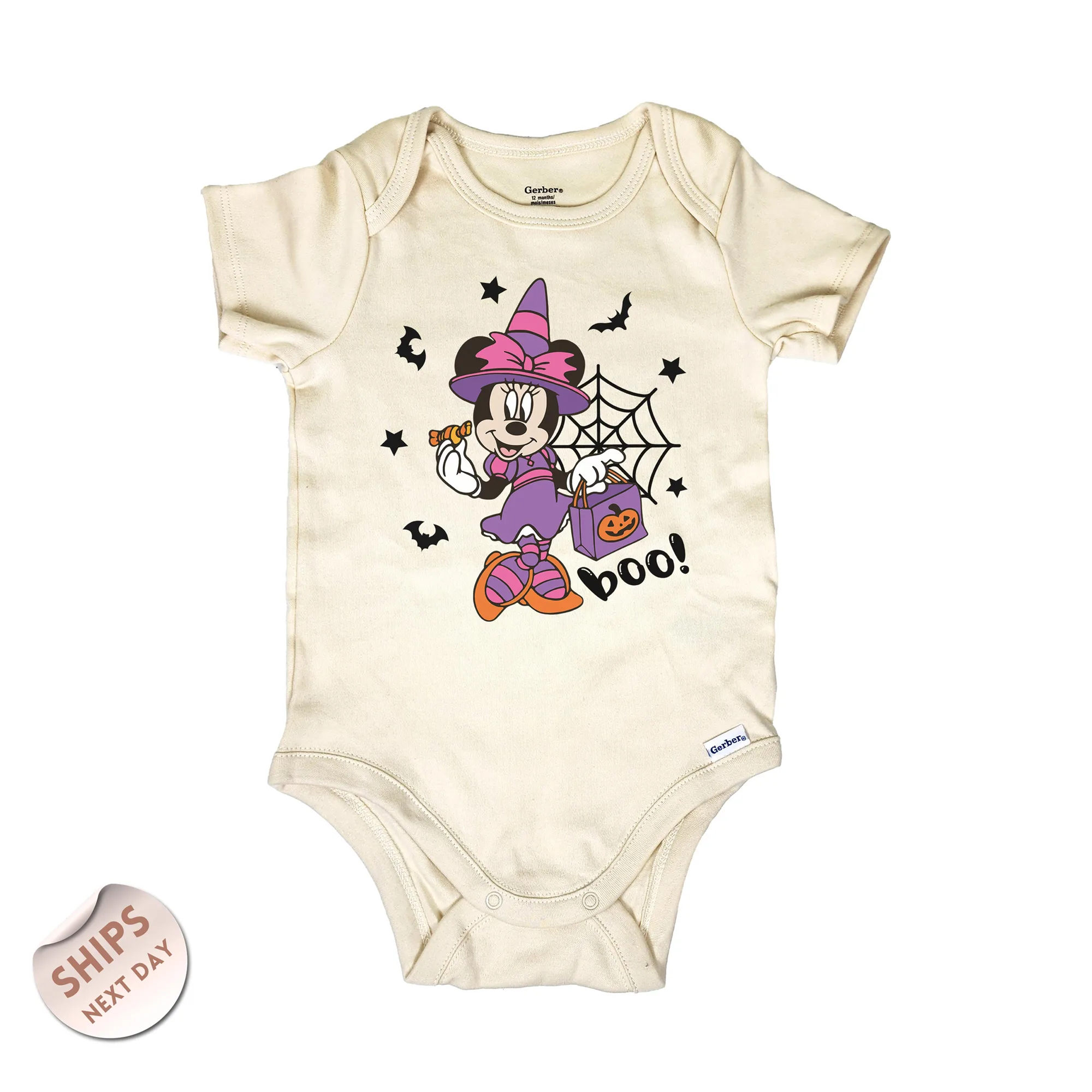 Minnie Boo Halloween Baby Romper, Minnie Spooky Bodysuit, Minnie Mouse Halloween, Disney Halloween Romper, Baby Shower Gift, 2000334