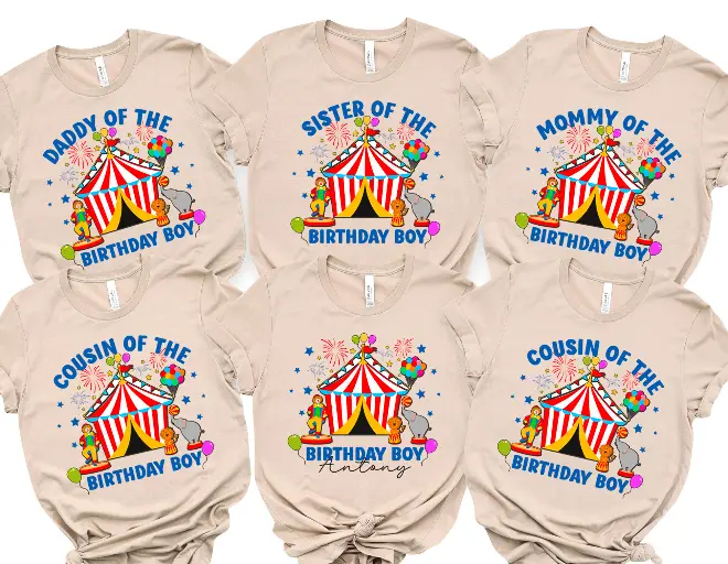 Circus Birthday Tee, Carnival Vintage Style Shirt, Matching Family Outfit | Cotton Blend, XS-XXL