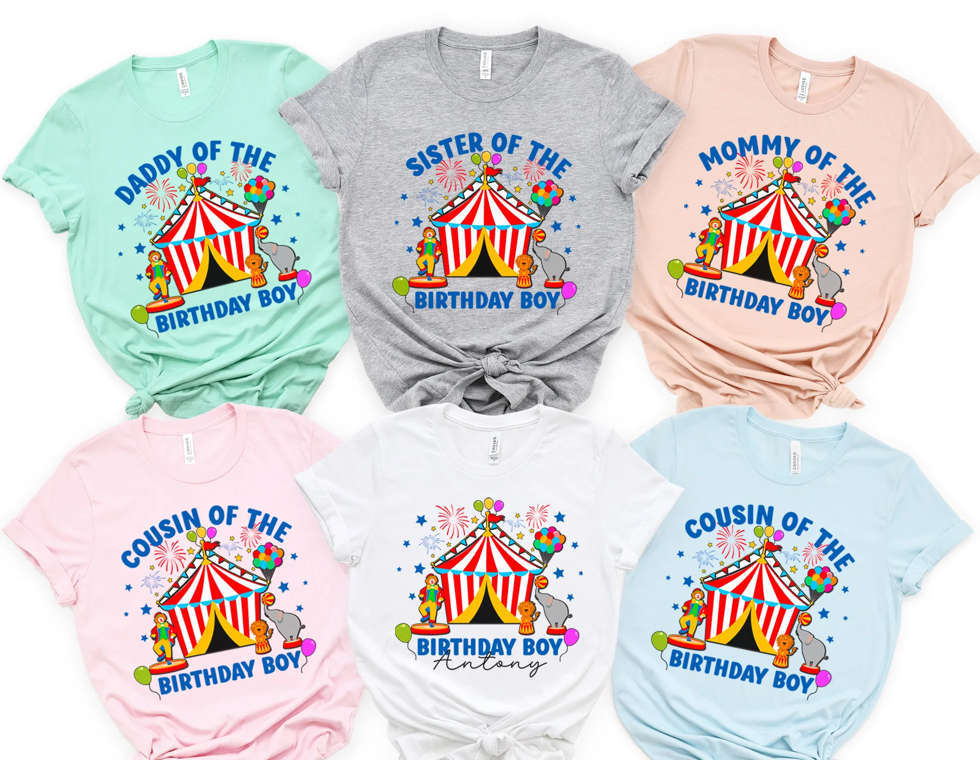 Circus Birthday Tee, Carnival Vintage Style Shirt, Matching Family Outfit | Cotton Blend, XS-XXL