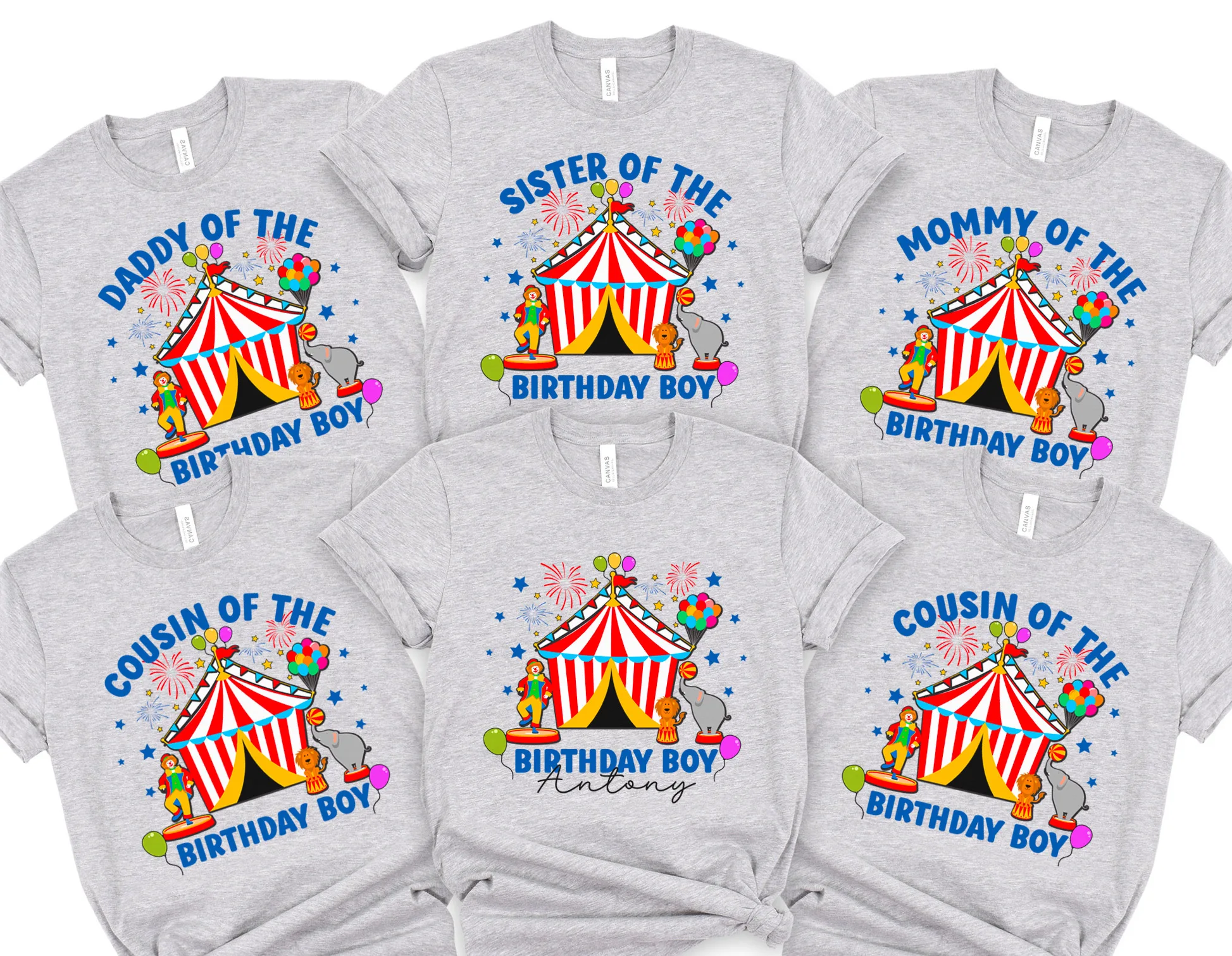 Circus Birthday Tee, Carnival Vintage Style Shirt, Matching Family Outfit | Cotton Blend, XS-XXL