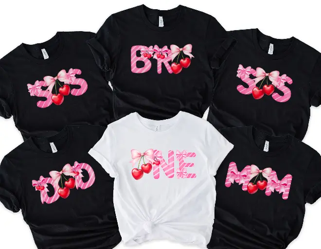 Cherry 1st Birthday, Berry Theme Family Shirt | Matching Mama Dada Tee, Baby To Adult Sizes, Custom