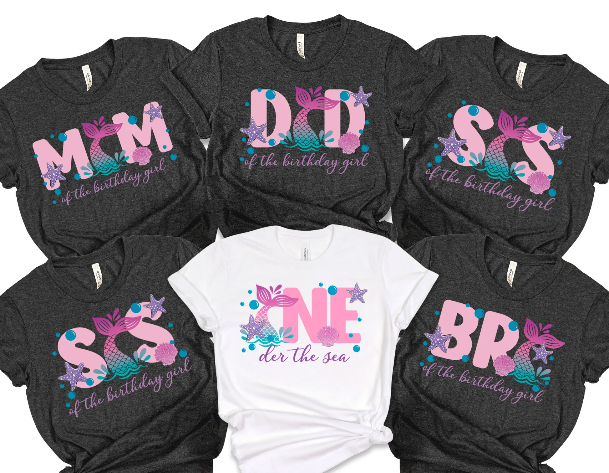 Mermaid Party Shirt, Custom Birthday Tee, Family Matching Top, Toddler-To-Adult Sizes | DTF Print, Personalized