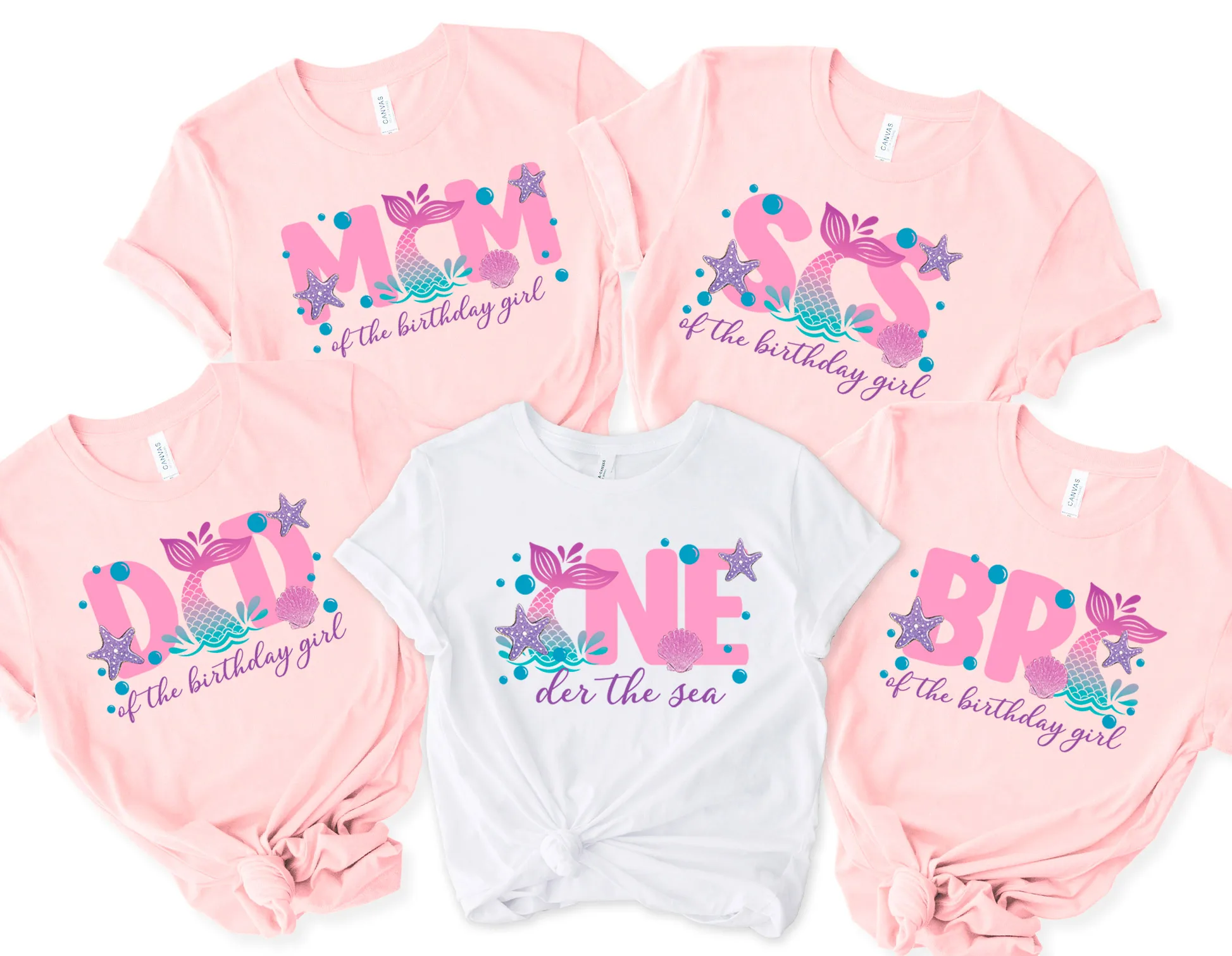 Mermaid Party Shirt, Custom Birthday Tee, Family Matching Top, Toddler-To-Adult Sizes | DTF Print, Personalized