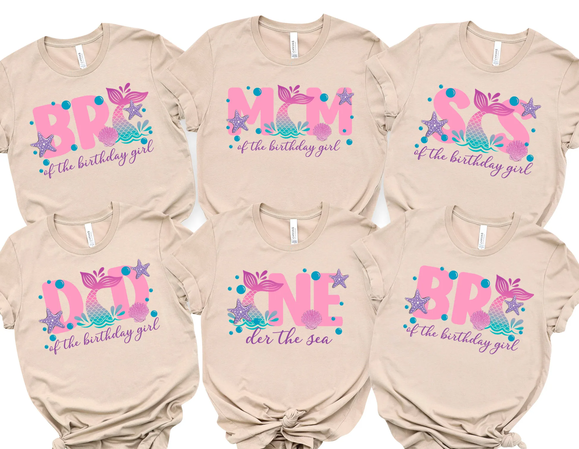 Mermaid Party Shirt, Custom Birthday Tee, Family Matching Top, Toddler-To-Adult Sizes | DTF Print, Personalized