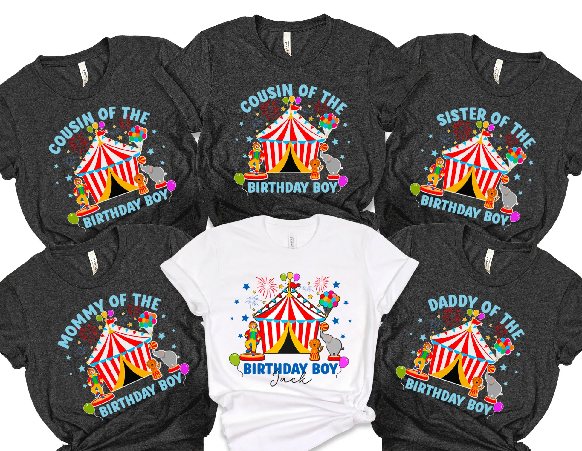 Circus Birthday Tee, Carnival Vintage Style Shirt, Matching Family Outfit | Cotton Blend, XS-XXL
